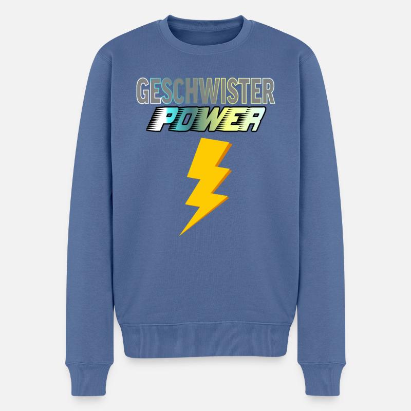 Geschwister Power - Männer Premium Bio Pullover - Taubenblau