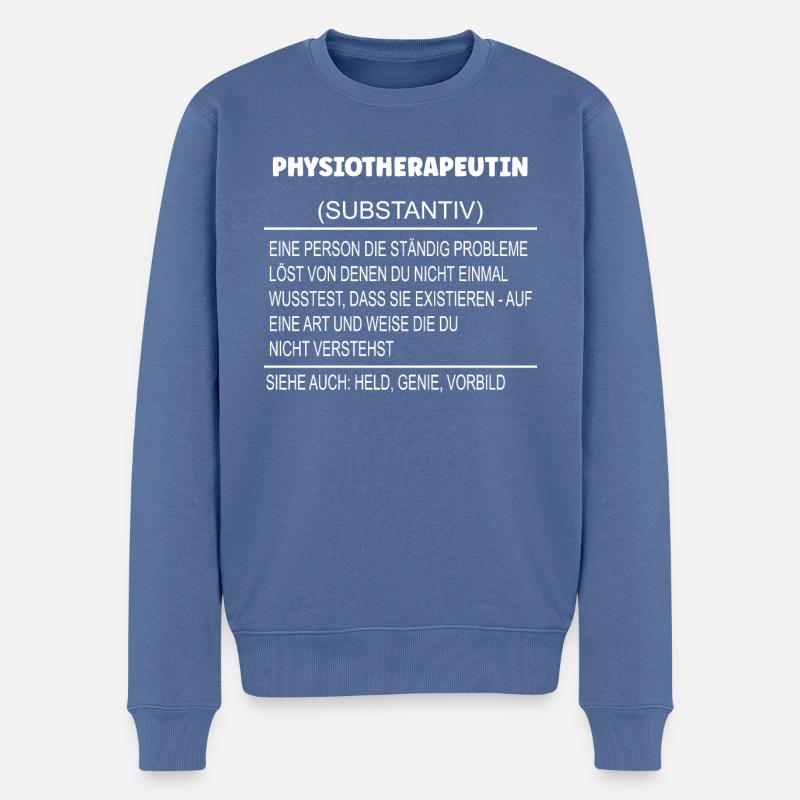 Wörterbuch Erklärung Physiotherapeutin Held Genie - Männer Premium Bio Pullover - Taubenblau