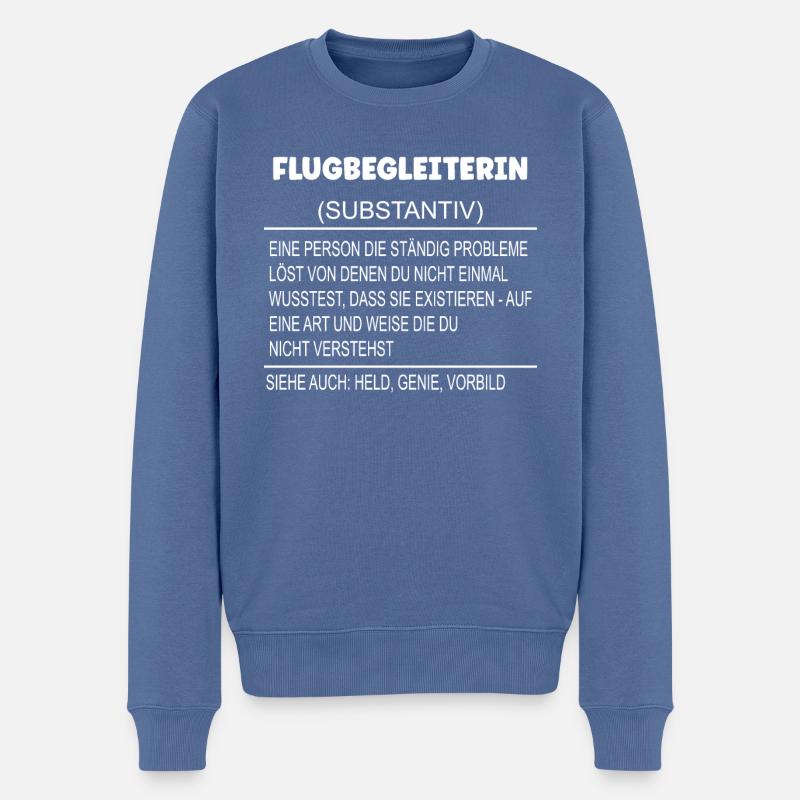 Wörterbuch Erklärung Flugbegleiterin Held, Genie - Männer Premium Bio Pullover - Taubenblau