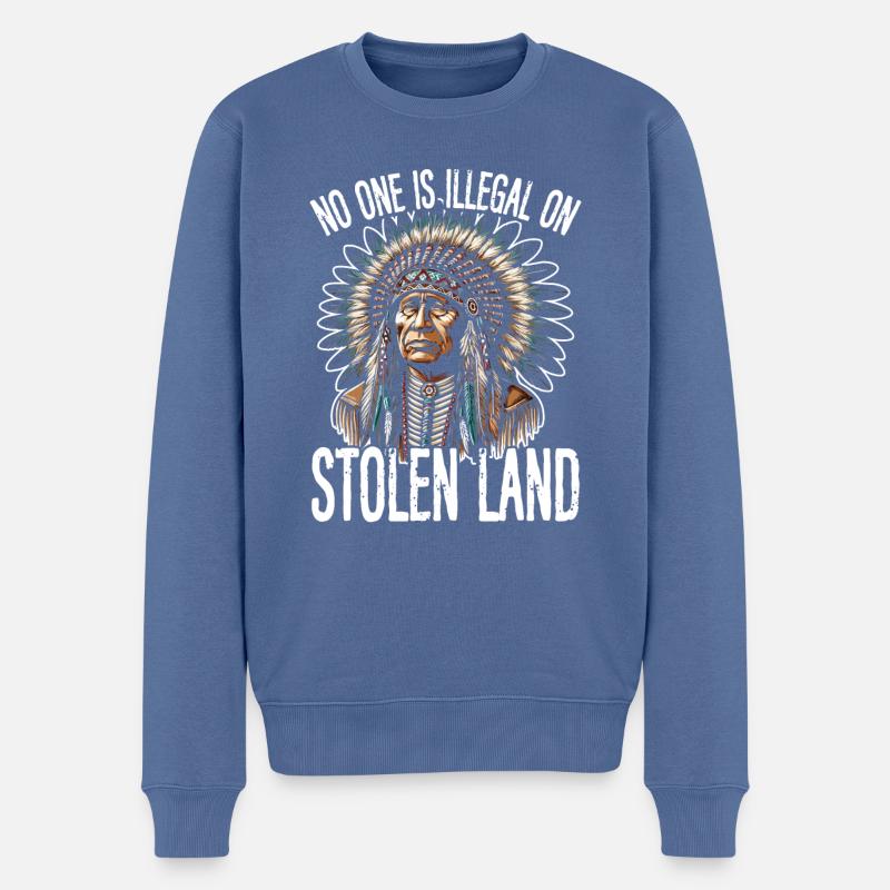 No one is illegal on stolen land - Männer Premium Bio Pullover - Taubenblau