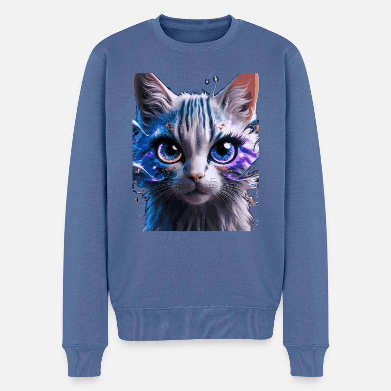 Chat de l’espace - Pull Premium bio Homme - bleu pigeon