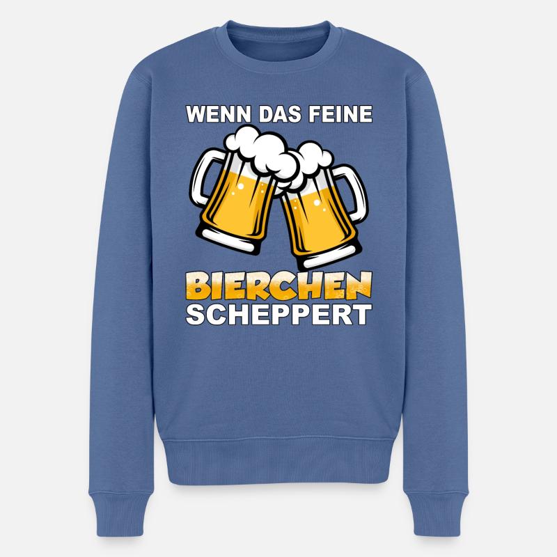 Wenn das feine Bierchen scheppert - Männer Premium Bio Pullover - Taubenblau