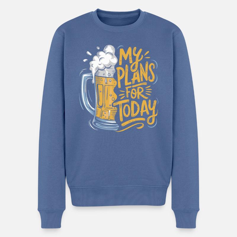 Bier - meine Pläne für heute - Männer Premium Bio Pullover - Taubenblau