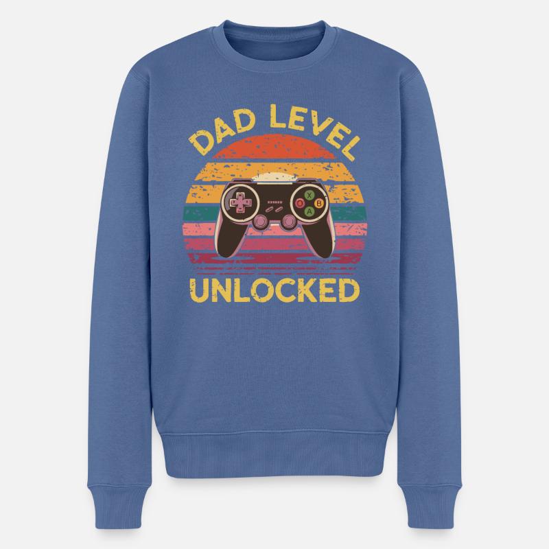 Dad level unlocked - Männer Premium Bio Pullover - Taubenblau