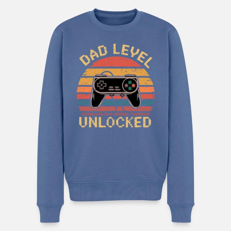 Niveau papa débloqué - Pull Premium bio Homme - bleu pigeon