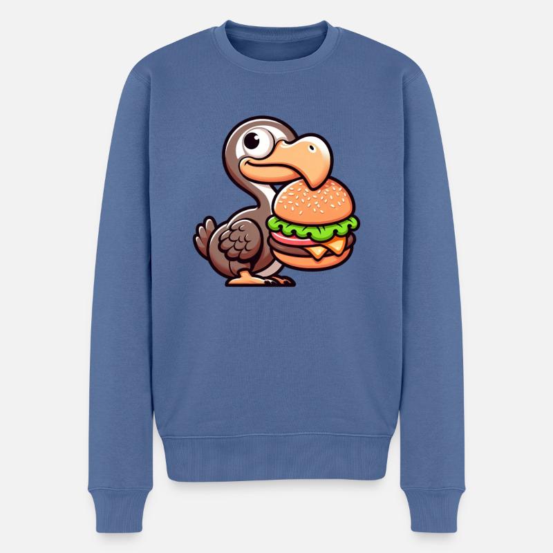 Whimsical Dodo Burger Chibi Hamburger - Men's Premium Organic Jumper - stone blue
