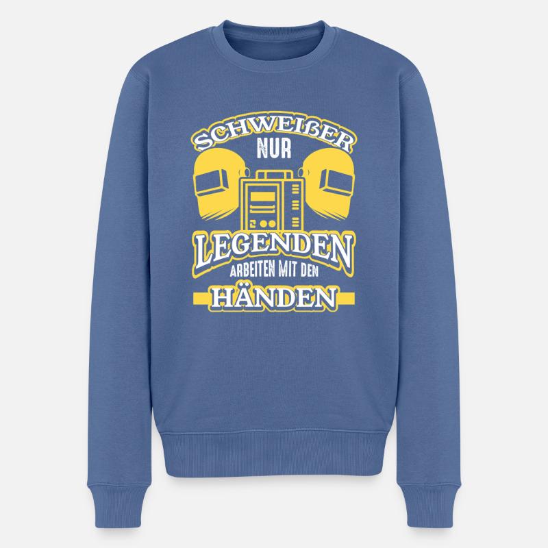 Schweißer Legenden arbeiten mit Händen - Männer Premium Bio Pullover - Taubenblau