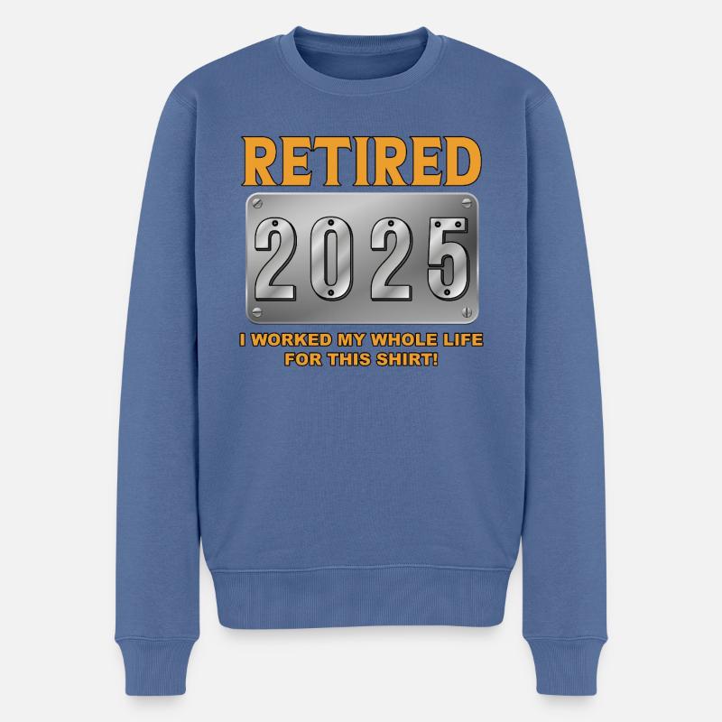 Retraité 2025 - Enfin retraité - Pull Premium bio Homme - bleu pigeon