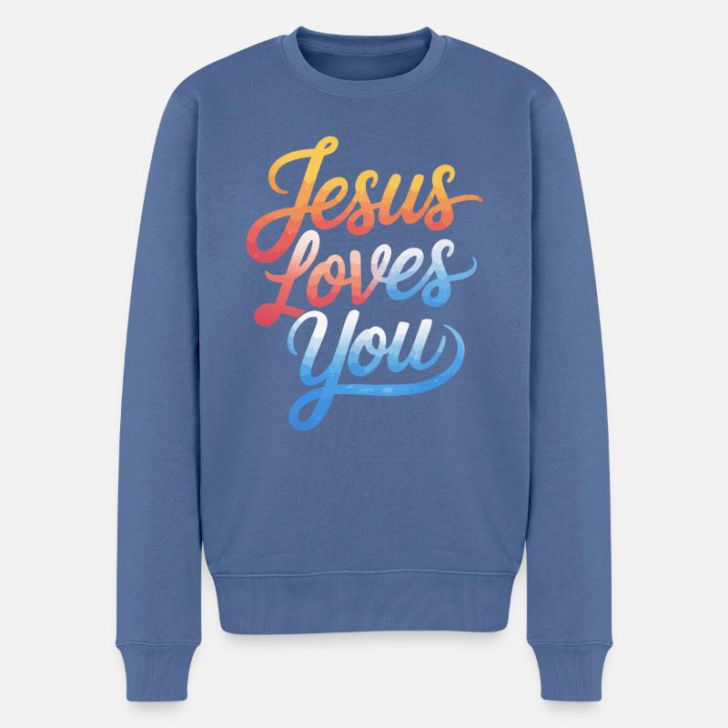 Jésus vous aime ! - Pull Premium bio Homme - bleu pigeon