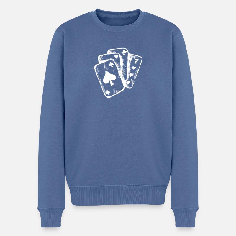 Karten - Männer Premium Bio Pullover - Taubenblau