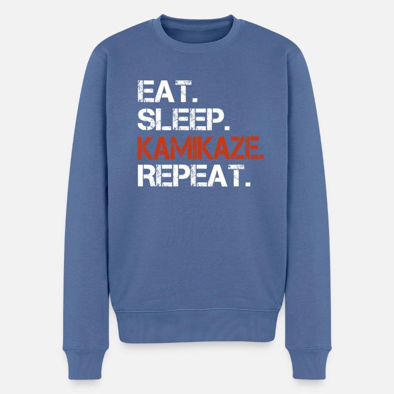 Eat Sleep Kamikaze Repeat - Männer Premium Bio Pullover - Taubenblau