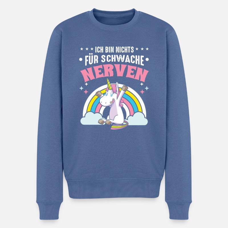 Einhorn Ich bin nichts für Schwache Nerven - Männer Premium Bio Pullover - Taubenblau