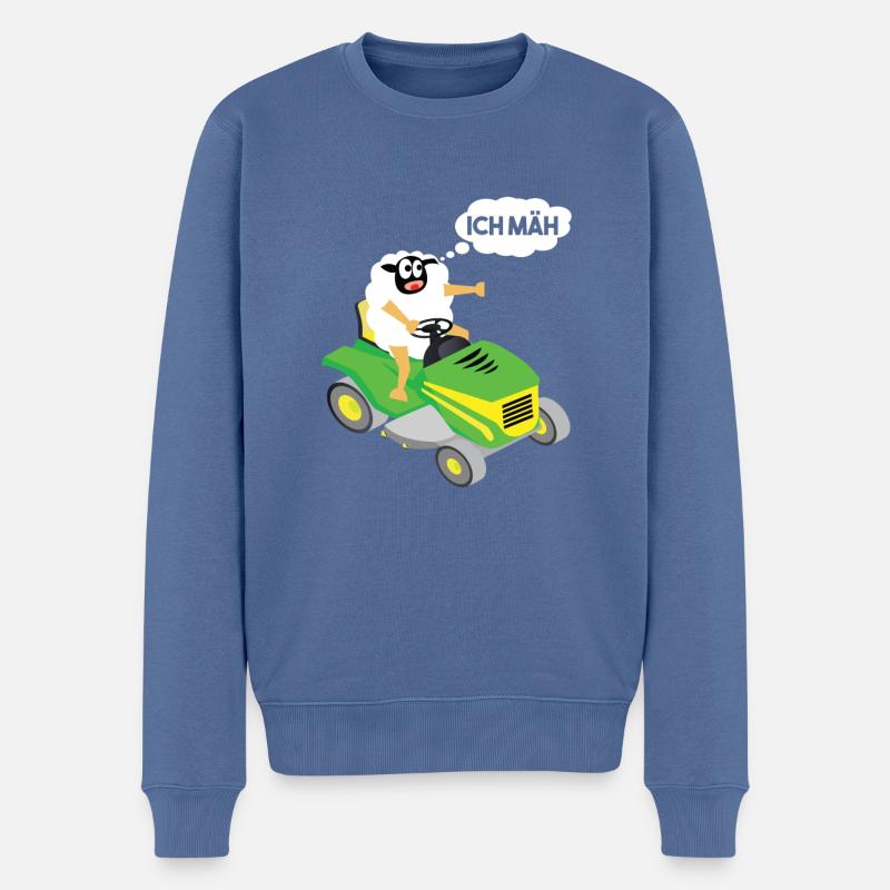 Lustiges Schaf T-Shirt Schaf Rasenmäher MÄH - Männer Premium Bio Pullover - Taubenblau