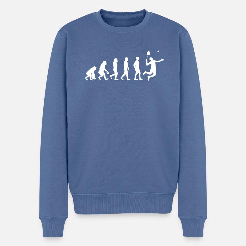 Badminton Evolution Geschenk - Männer Premium Bio Pullover - Taubenblau
