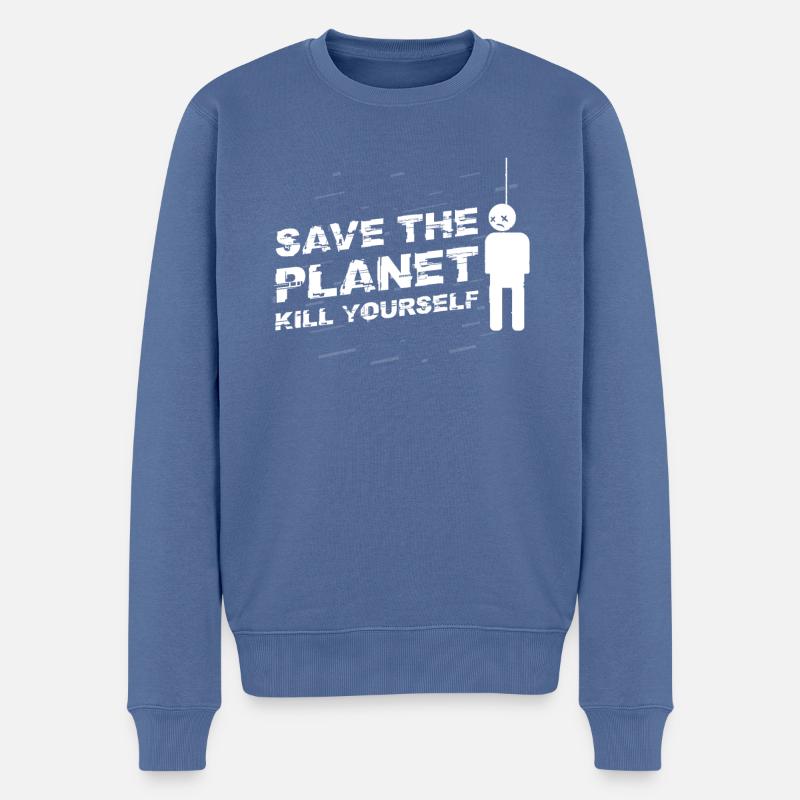 Save The Planet Kill Yourself TShirt Hangman - Pull Premium bio Homme - bleu pigeon