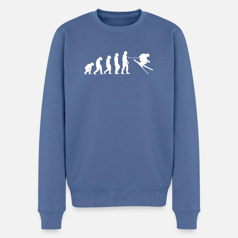 Ski Shirt Evolution of Ski - Männer Premium Bio Pullover - Taubenblau