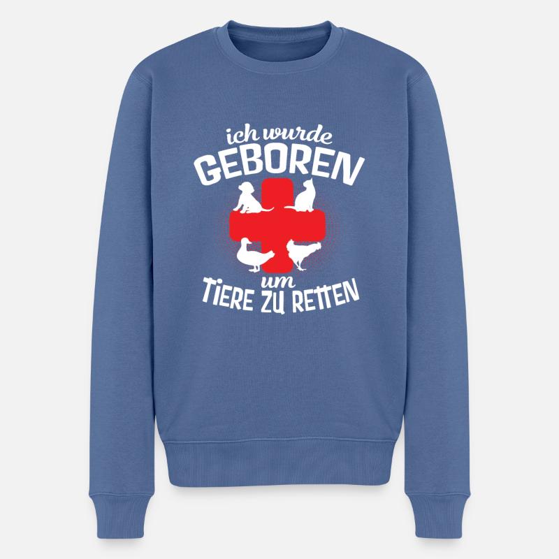 Tierrettung ich wurde geboren um tiere zu retten - Männer Premium Bio Pullover - Taubenblau