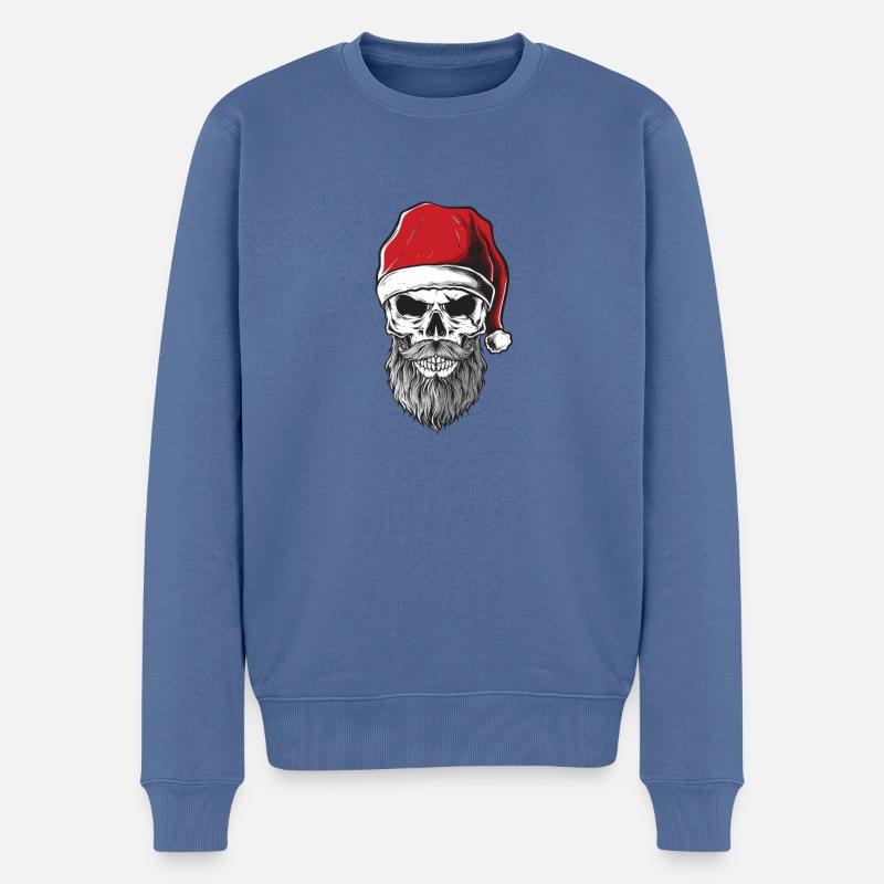 Santa Clause Heavy Metal - Männer Premium Bio Pullover - Taubenblau