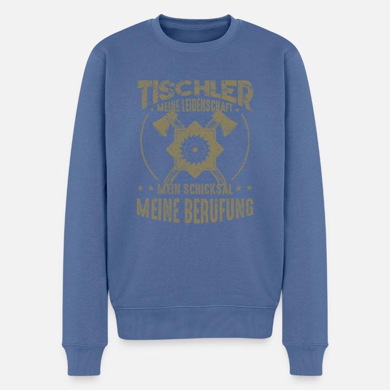 Tischler Geschenkideen - Männer Premium Bio Pullover - Taubenblau