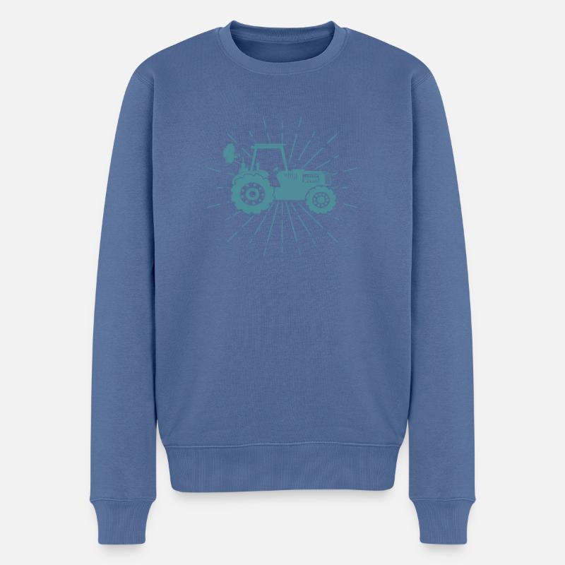 Landwirt Traktor Trecker Design - Männer Premium Bio Pullover - Taubenblau