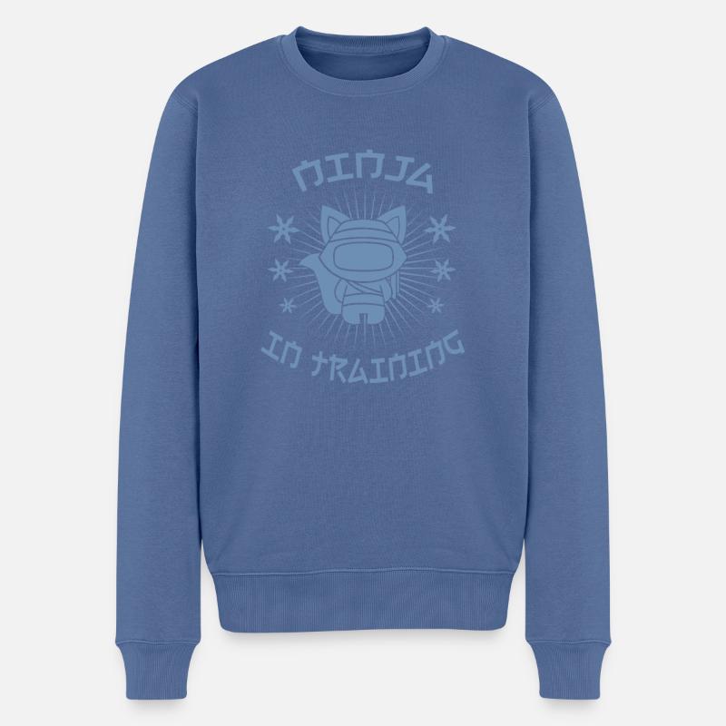 Ninja katze Ninja in Training - Männer Premium Bio Pullover - Taubenblau