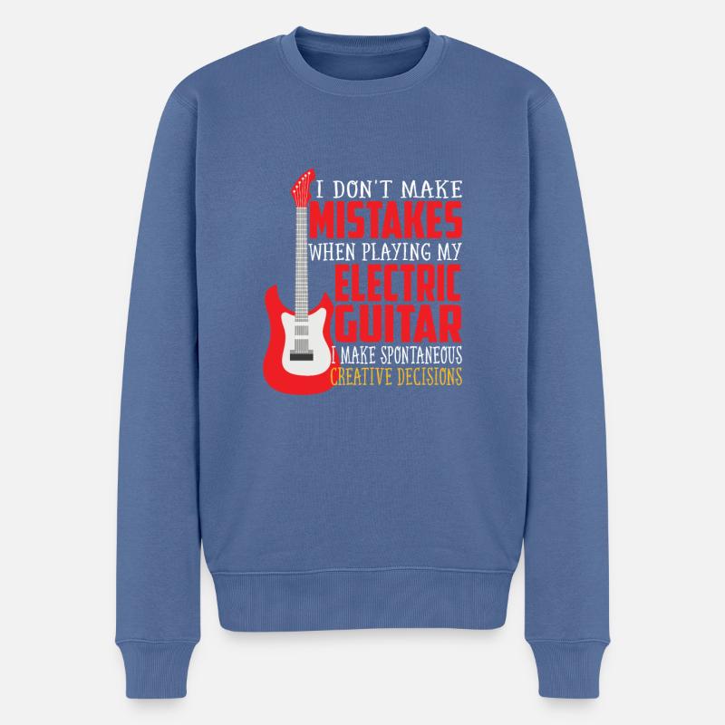 Père à la guitare électrique - Pull Premium bio Homme - bleu pigeon