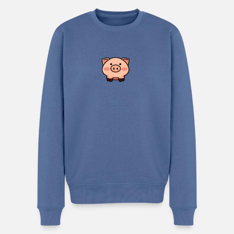 Kawaii Pig - Mignon Animal Design - Pull Premium bio Homme - bleu pigeon