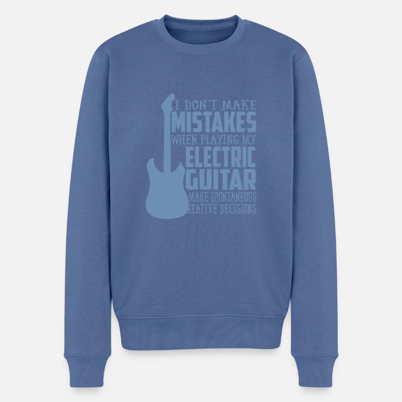 Père à la guitare électrique - Pull Premium bio Homme - bleu pigeon
