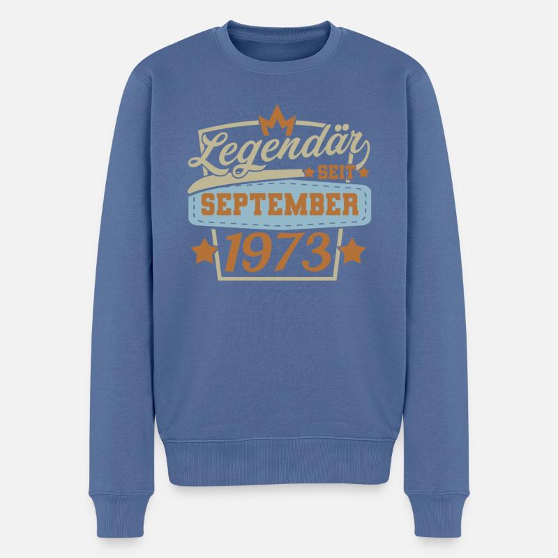 Legendär seit September 1973 - Männer Premium Bio Pullover - Taubenblau