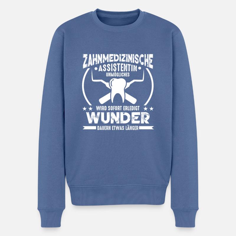 Zahnmedizinische Assistentin Sprüche - Männer Premium Bio Pullover - Taubenblau