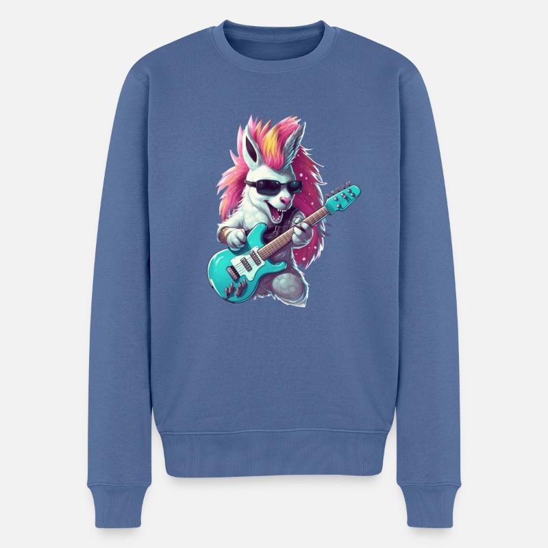 Punk-Einhorn-Gitarrist - Männer Premium Bio Pullover - Taubenblau