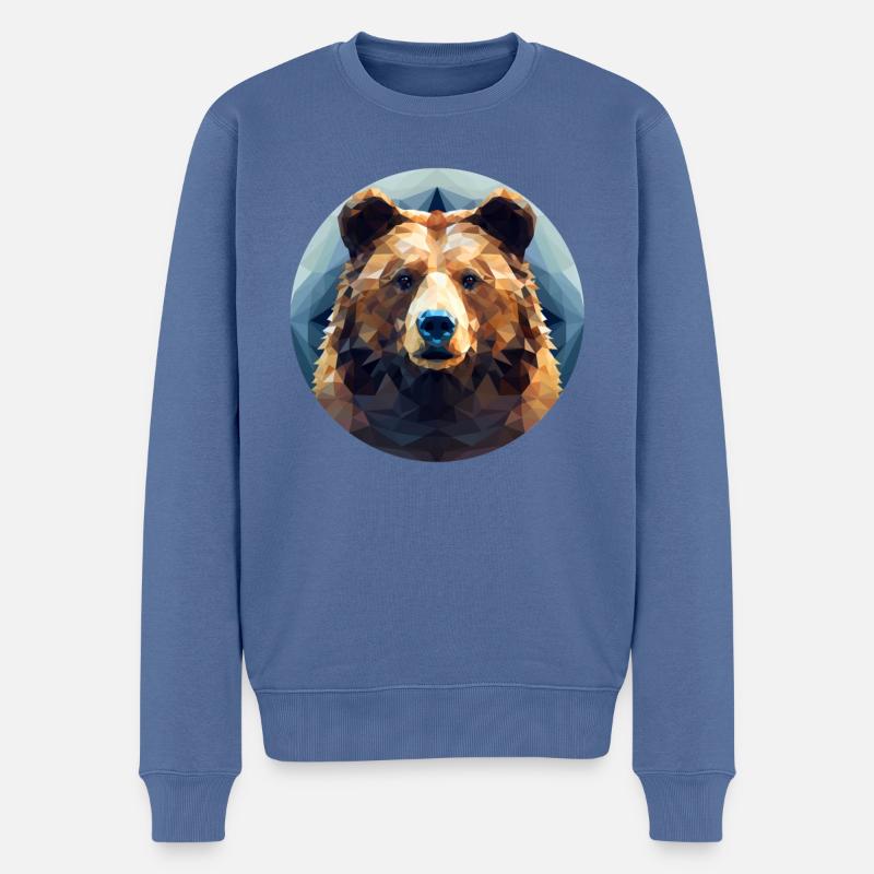 Bär in Polygon-Geometrie - Männer Premium Bio Pullover - Taubenblau