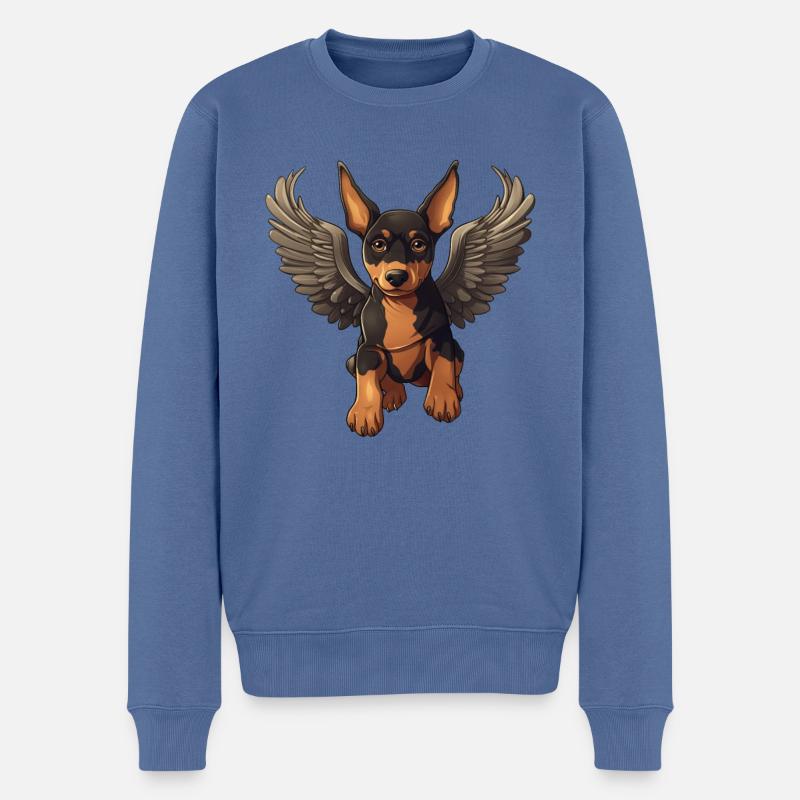 Dobermann Engel Welpe Design - Männer Premium Bio Pullover - Taubenblau