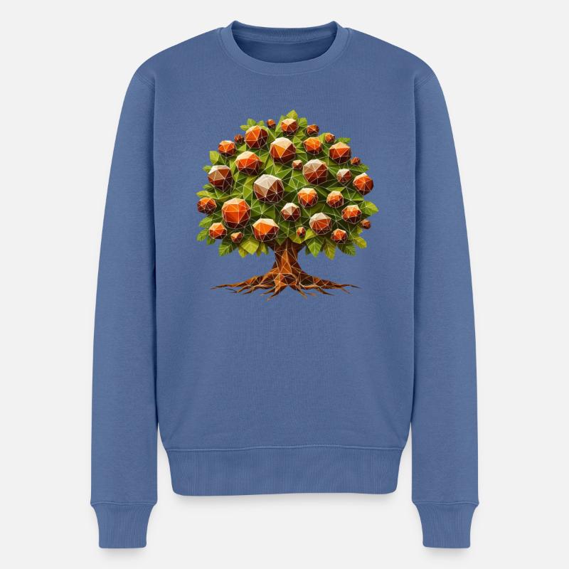 Ein Laubbaum Kastanie im Polygon Stil - Männer Premium Bio Pullover - Taubenblau