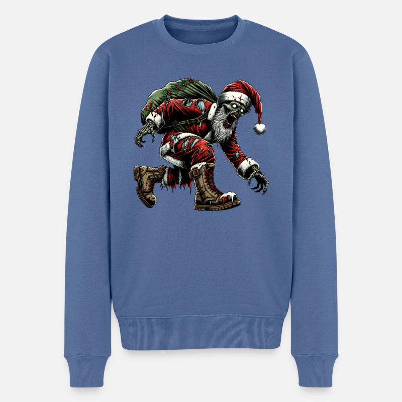 Weihnachtsmann Zombie Horror-Weihnachten - Männer Premium Bio Pullover - Taubenblau