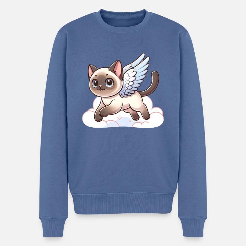Siamkatze Engel Himmlische Flügel - Männer Premium Bio Pullover - Taubenblau