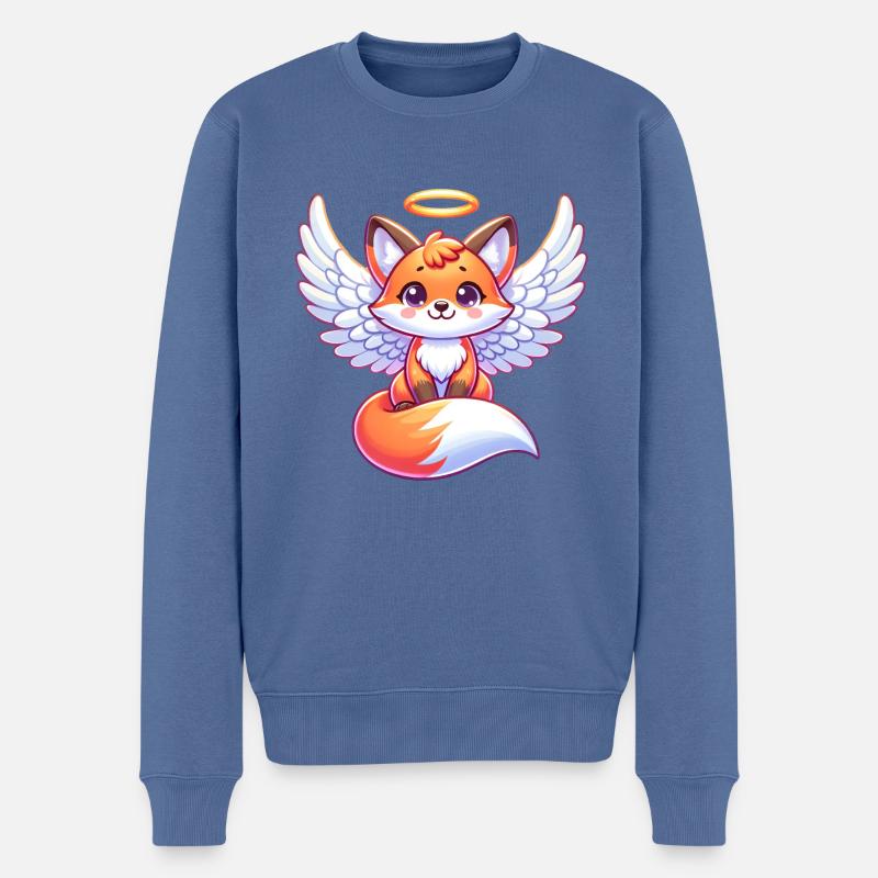 Rotfuchs Engel Heiligenschein Flügel - Männer Premium Bio Pullover - Taubenblau