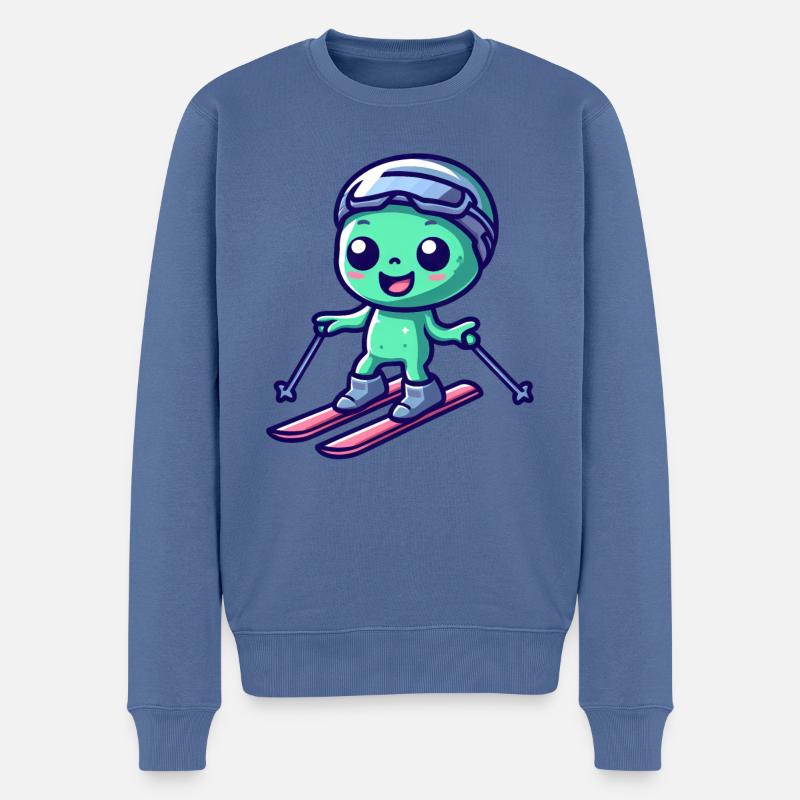 Extraterrestre Vert Ski Alien - Pull Premium bio Homme - bleu pigeon