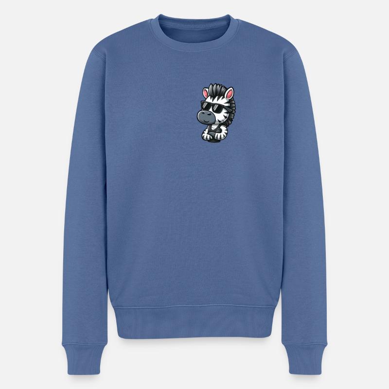 Cooles Zebra Cartoon Taschenformat - Männer Premium Bio Pullover - Taubenblau