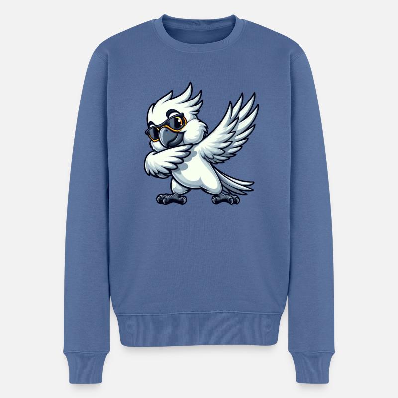 Perruche Dab Pose Design Amusant - Pull Premium bio Homme - bleu pigeon