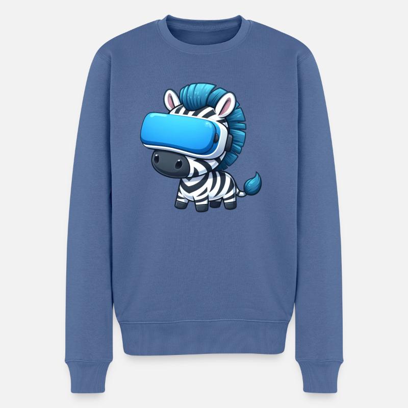 Zebra VR-Gamer: Digitales Abenteuer - Männer Premium Bio Pullover - Taubenblau
