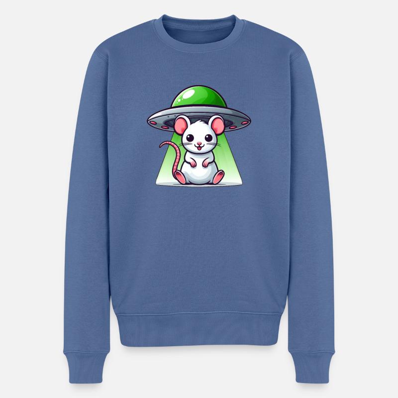 Rat & Mouse : Aventure d’enlèvement d’OVNI - Pull Premium bio Homme - bleu pigeon