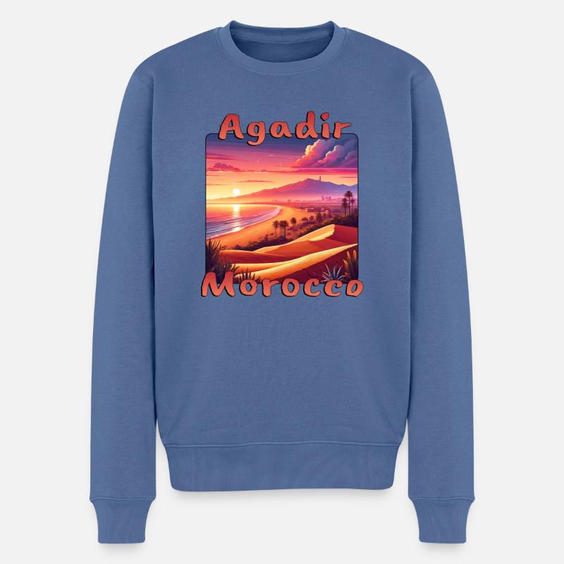 Agadir Marokko Wüste Kamel Urlaub Sonnenuntergang - Männer Premium Bio Pullover - Taubenblau
