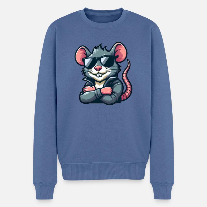 Coole Maus Sonnenbrille Frisur Ratte stylisch - Männer Premium Bio Pullover - Taubenblau
