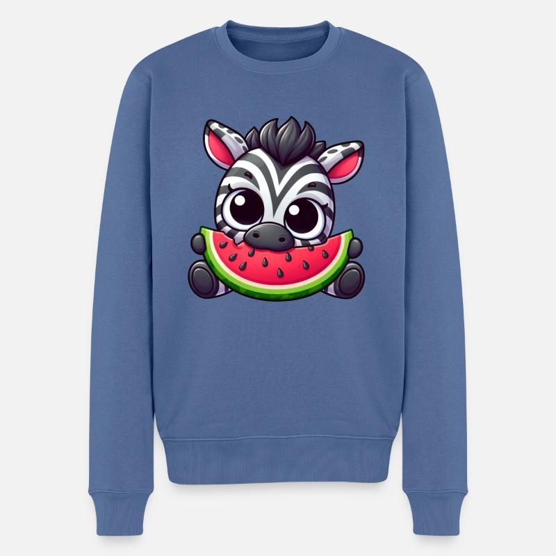 Zebra Wassermelone Cartoon Sommer Spaß - Männer Premium Bio Pullover - Taubenblau