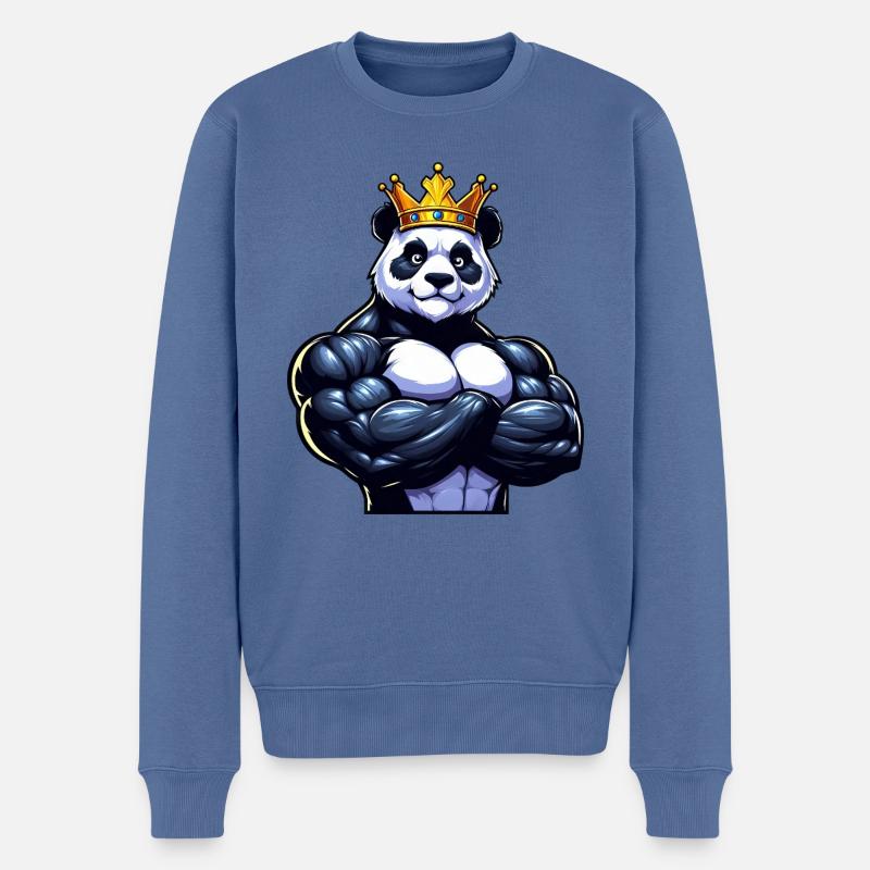 Entraînement physique Muscle Panda King - Pull Premium bio Homme - bleu pigeon