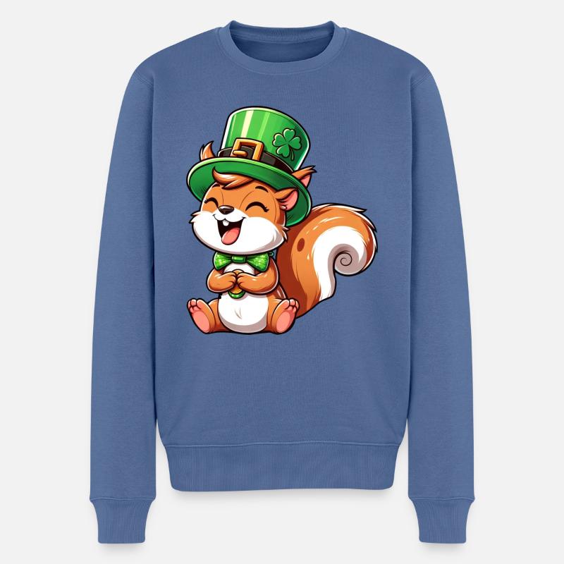 Freches Eichhörnchen St. Patricks - Männer Premium Bio Pullover - Taubenblau