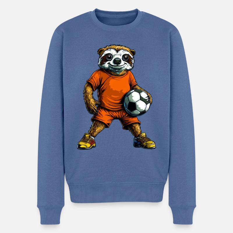 Faultier Fussballer - Männer Premium Bio Pullover - Taubenblau