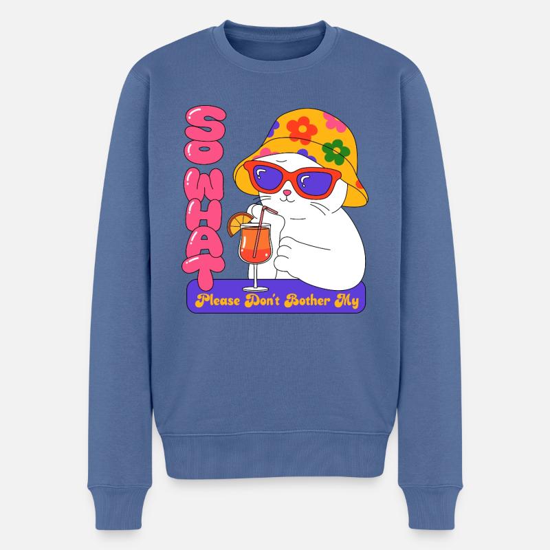 Katze im urlaub - Männer Premium Bio Pullover - Taubenblau