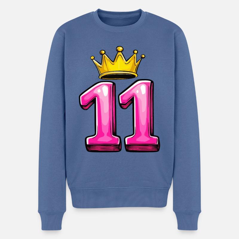 11 Zahl Krone - Männer Premium Bio Pullover - Taubenblau